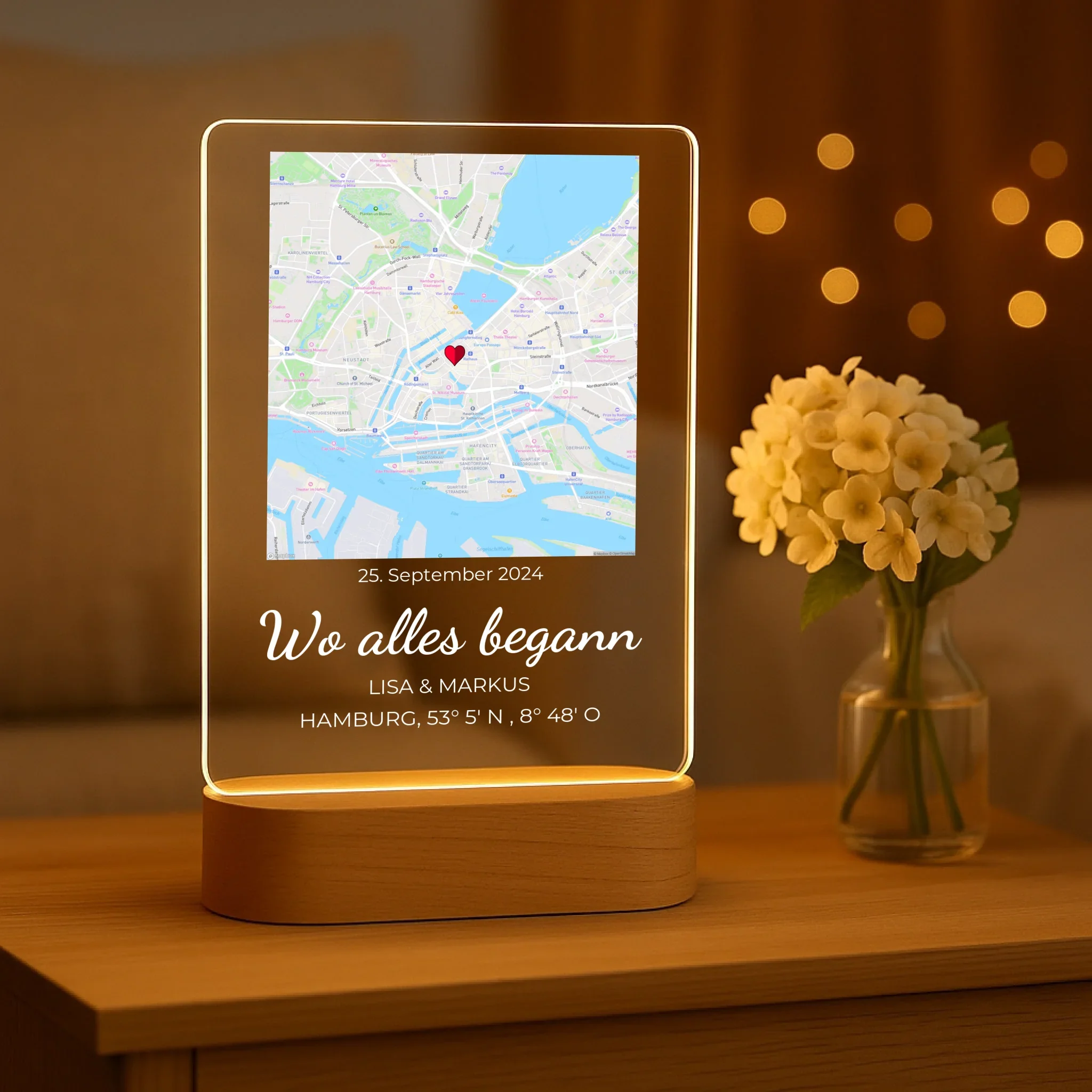"Ons Evenement" - Gepersonaliseerd nachtlampje (incl. houten voet) - Image 3